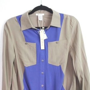 Esley Two-Toned Twisted Front Tunic Shirt NWOT